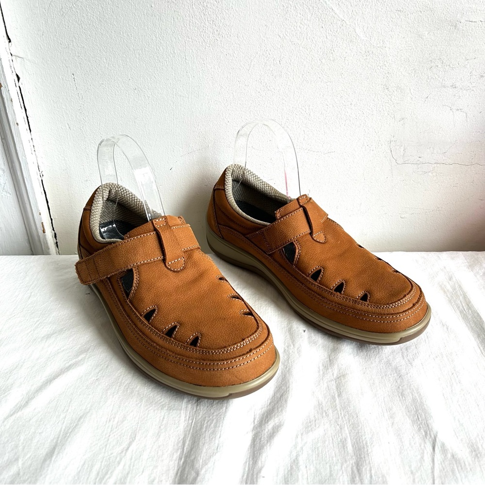 Orthofeet Serene Women's Wide Fit Tan Leather Comfort Shoes Sandals